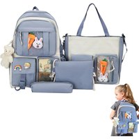 Aesthetic Backpacks 4 Pieces Kawaii Backpack Set Large Capacity Shoulder Bag With Kawaii Pin And Accessories