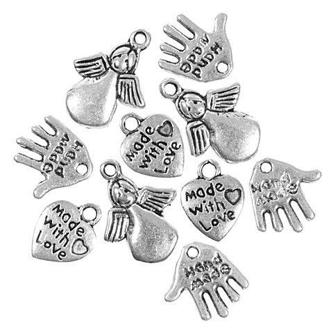 Anhänger "handmade", 12–17 mm, 12 Stück Anhänger "handmade", 12–17 mm, 12 Stück