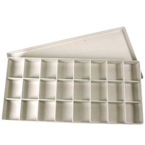 Aqurell-Leerkasten / Aquarellkasten aus weißem Kunststoff mit 24 Fächern - ideal zum aufbewahren von Aquarellfarben etc.