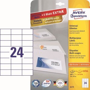 Avery Zweckform Universal-Etiketten ultragrip 70x37 mm VE=720 Etiketten / 30 Bogen weiß Avery Zweckform Universal-Etiketten ultragrip 70x37 mm VE=720 Etiketten / 30 Bogen weiß von AVERY Zweckform