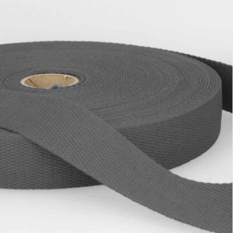 Baumwoll Gurtband, 40 mm - aus Baumwolle, diverse Farben - 1 Meter - Dunkelgrau Baumwoll Gurtband, 40 mm - aus Baumwolle, diverse Farben - 1 Meter - Dunkelgrau