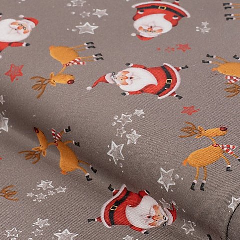 Baumwoll-Köper Weihnachtsmann & Rentier "Ravi", taupe-color Baumwoll-Köper Weihnachtsmann & Rentier "Ravi", taupe-color