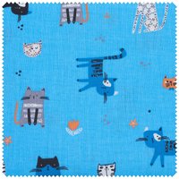 Baumwoll-Stoff "Katzen" von Blau