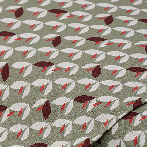 Baumwollstoff "Blätter", graugrün-color Baumwollstoff "Blätter", graugrün-color
