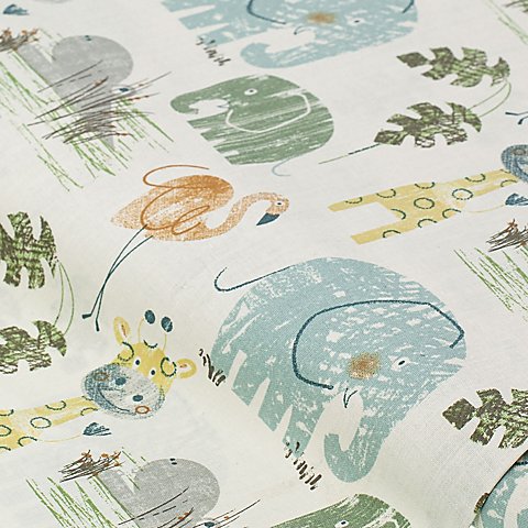 Bio-Baumwollstoff "Elefant, Giraffe & Co.", natur-color Bio-Baumwollstoff "Elefant, Giraffe & Co.", natur-color
