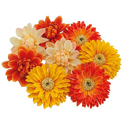 Blütenköpfe, orange-gelb, 7 cm Ø, 8 Stück Blütenköpfe, orange-gelb, 7 cm Ø, 8 Stück