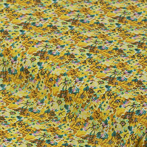 Blusenstoff / Crêpe "Blumen", gelb-color Blusenstoff / Crêpe "Blumen", gelb-color