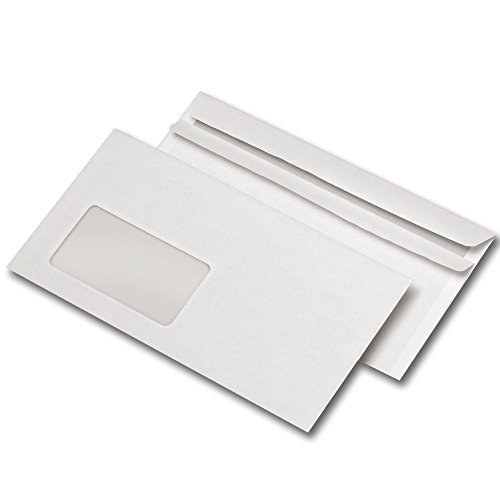 Briefumschlag DL selbstklebend mit Fenster und Innendruck weiß (200 Stück, DIN Lang)