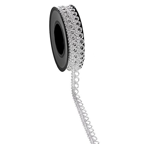 Brokatspitze, silber, 12 mm, 4 m Brokatspitze, silber, 12 mm, 4 m