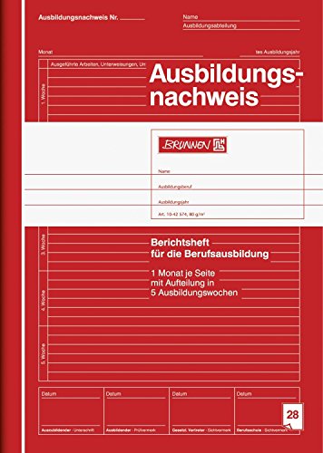 Brunnen 1042574 Ausbildungsnachweis / Berichtsheft, A4, liniert, 28 Blatt, rot (10er Pack)
