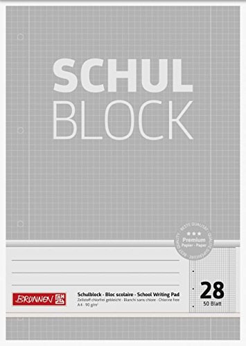 Brunnen Schulblock Premium 90g 50 Blatt gelocht kariert Randlinien Lineatur 28 Brunnen Schulblock Premium 90g 50 Blatt gelocht kariert Randlinien Lineatur 28
