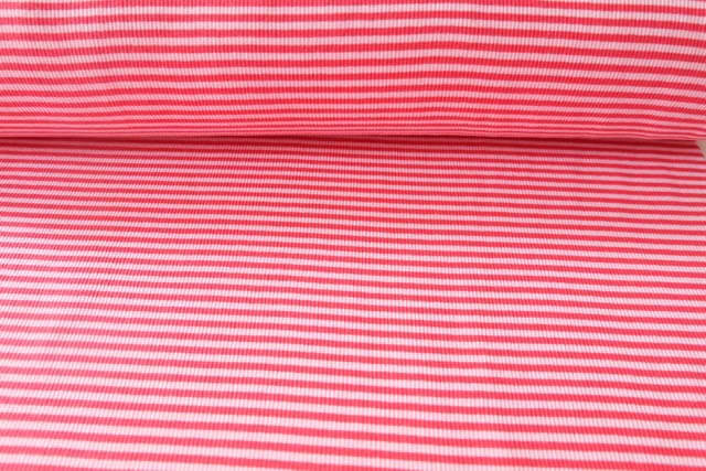 Bündchenstoff, Hilco, Ringel, Rot/Rosa geringelt - 0,5 m Bündchenstoff, Hilco, Ringel, Rot/Rosa geringelt - 0,5 m