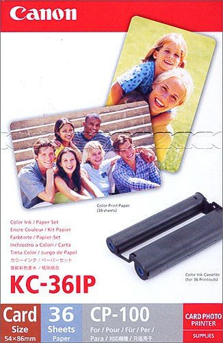 Canon Fotopapier für Canon Selphy CP 400, 36 Blatt Scheckkarte Photo, Photo, Kreditkarten Größe, 54x90 mm, CP400