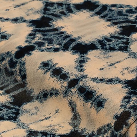 Chiffon "Batik-Ornamente", blau/creme Chiffon "Batik-Ornamente", blau/creme