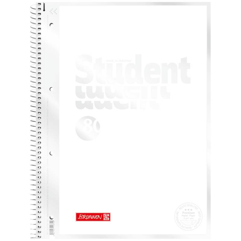 Collegeblock Premium Student liniert Weiß 80 Blatt von Brunnen