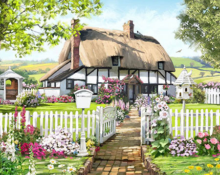 Cottage mit Rosen Cottage mit Rosen