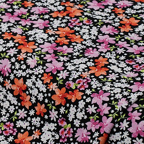 Crêpe "Blümchen", rot-rosa Crêpe "Blümchen", rot-rosa