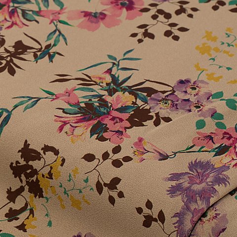 Crêpe "Blumen & Zweige", braun-color Crêpe "Blumen & Zweige", braun-color