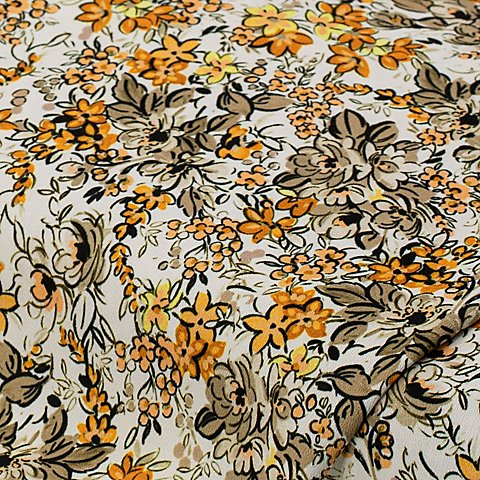 Crêpe-Satin "Streublümchen", gelb-color Crêpe-Satin "Streublümchen", gelb-color