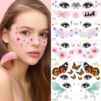 Daily Party Face Sticker Butterfly Flower Funny Makeup Party Waterproof Tattoo Stickers Birthday Costume Cosplay Accessories Daily Party Face Sticker Butterfly Flower Funny Makeup Party Waterproof Tattoo Stickers Birthday Costume Cosplay Accessories
