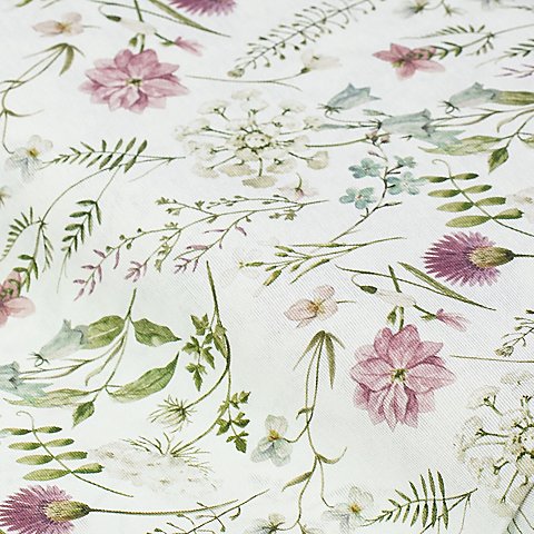 Dekostoff Blumenwiese im Vintage-Stil "Lorena", offwhite-color Dekostoff Blumenwiese im Vintage-Stil "Lorena", offwhite-color