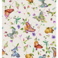 Dekostoff Leinenoptik "Schmetterlinge und Blumen"