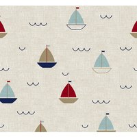 Dekostoff Leinenoptik "Segelboote"