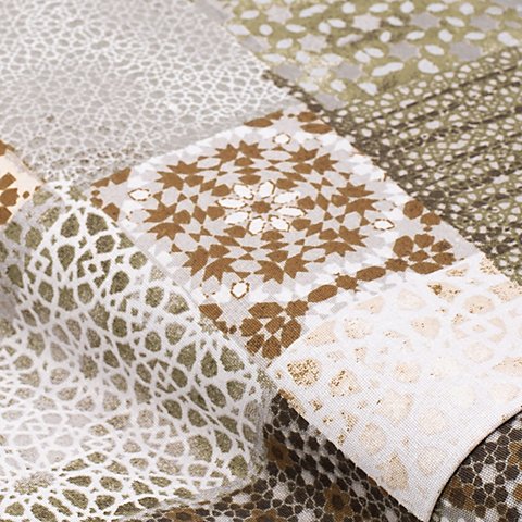 Dekostoff Patchwork "Lorena", braun/grau