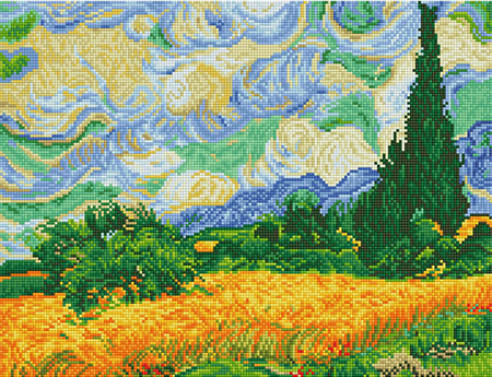 Diamond Dotz - Weizenfeld mit Zypressen, van Gogh