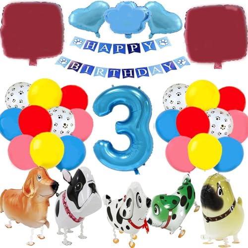 Dog Patrol Geburtstag Deko 3 Jahre, Karikatur Dog Luftballons Geburtstag Dekoration Set, Patrol Luftballons Geburtstag, Deko Geburtstag 3 Junge, Geburtstag Set Kinder Patrol Kindergeburtstag Partydeko von Nutrir