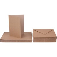 Doppelkarten mit Umschlägen "Kraftpapier", 18 x 13 cm, 50 Stück von Braun