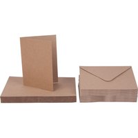 Doppelkarten mit Umschlägen "Kraftpapier", DIN A6, 50 Stück von Beige