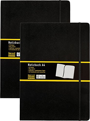 Doppelpack Idena 209280 - Notizbuch DIN A4, 192 Seiten, 80 g/m², kariert, schwarz Doppelpack Idena 209280 - Notizbuch DIN A4, 192 Seiten, 80 g/m², kariert, schwarz