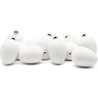 Eier-Anhänger, 12 Stück, Terrakotta, weiß, H 6 cm von creativ company