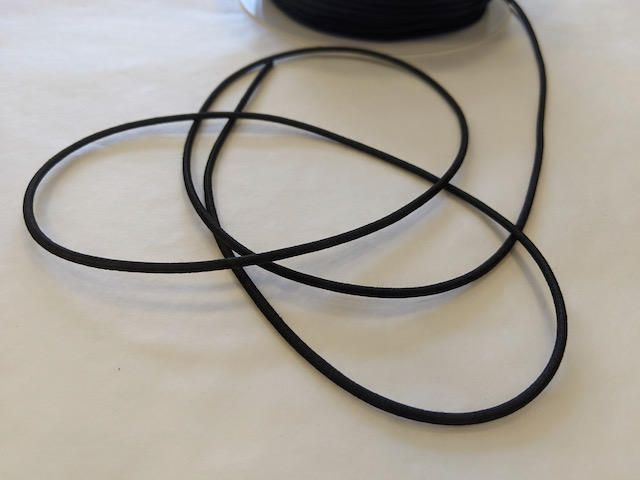 Elastic-Kordel, Hutgummi – Gummiband 3 mm Durchmesser – Grau – 5 Meter - Schwarz Elastic-Kordel, Hutgummi – Gummiband 3 mm Durchmesser – Grau – 5 Meter - Schwarz