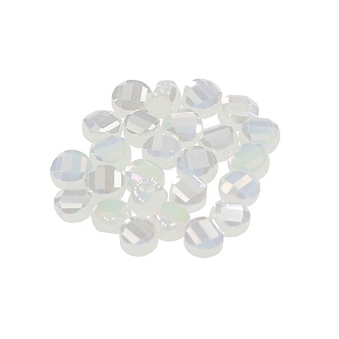 Facettierte Glasperlen, flach, weiß-irisierend, 8 mm, 25 Stück