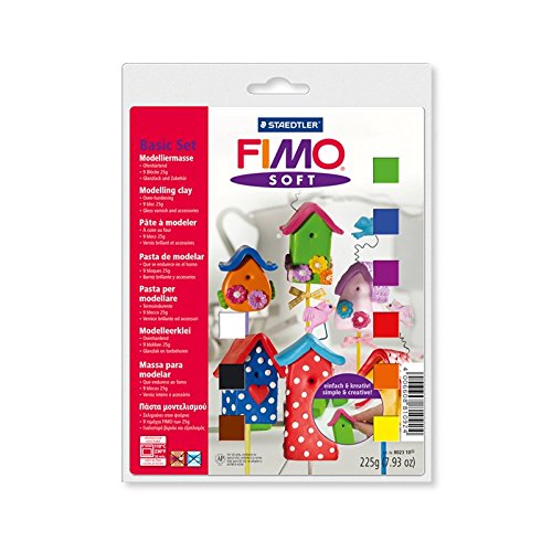 Fimo Soft Basic Set - 9x25g Knete, Knetmasse, Modelliermasse