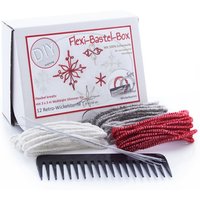 Flexi-Bastel-Box für 12 Retro-Wickelsterne - Weiß/Grau/Rot von Rot
