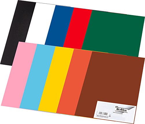 Folia Tonpapier 130g/m², Din A3, 10 Farben, Mehrfarbig (3 Packungen Din A3, Bunt)