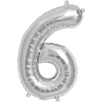 Folienballon "Zahl" - Ziffer "6" von Silber
