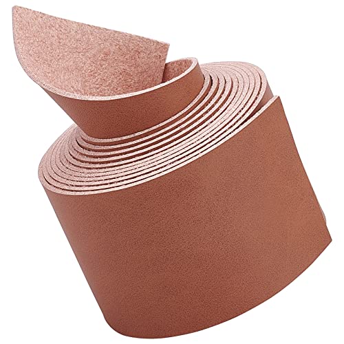 GORGECRAFT Vollnarbenlederriemen 5,1 cm breit 198 cm lang, einseitiger PU-Lederstreifen für DIY-Handwerksprojekte, Kleidung, Schmuckverpackung, Taschengurt, Möbelgriffe (braun)