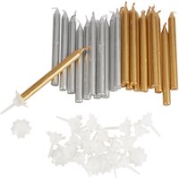 Geburtstagskerzen mit Halter - Gold & Silber von Rico Design