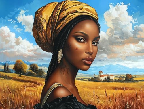 Ginfonr DIY Diamond Art Painting Zubehör Afrikanisch Set Full, 5D Diamant Painting Landschaften Bilder Kit Crystal Rhinestone Embroidery Decoration Für Home Wall Décor 30x40 cm8048 von Ginfonr