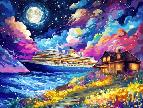 Ginfonr DIY Diamond Art Painting Zubehör Boote Set Full, 5D Diamant Painting Landschaft Bilder Kit Crystal Rhinestone Embroidery Decoration Für Home Wall Décor 30x40 cm8117 von Ginfonr