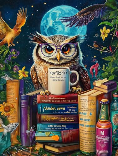 Ginfonr DIY Diamond Art Painting Zubehör Eule Set Full, 5D Diamant Painting Bücher Bilder Kit Crystal Rhinestone Embroidery Decoration Für Home Wall Décor 30x40 cm8094 von Ginfonr