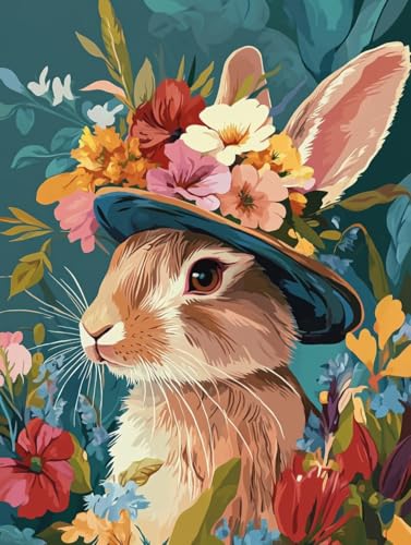 Ginfonr DIY Diamond Art Painting Zubehör Hase Set Full, 5D Diamant Painting Blume Bilder Kit Crystal Rhinestone Embroidery Decoration Für Home Wall Décor 30x40 cm8098 von Ginfonr