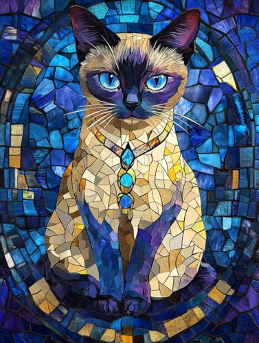 Ginfonr DIY Diamond Art Painting Zubehör Katzen Set Full, 5D Diamant Painting Tier Bilder Kit Crystal Rhinestone Embroidery Decoration Für Home Wall Décor 30x40 cm 8151 von Ginfonr