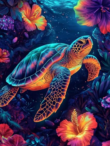 Ginfonr DIY Diamond Art Painting Zubehör Schildkröte Set Full, 5D Diamant Painting Blume Bilder Kit Crystal Rhinestone Embroidery Decoration Für Home Wall Décor 30x40 cm8120 von Ginfonr