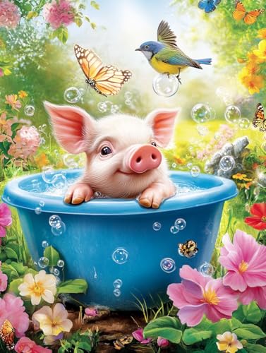 Ginfonr DIY Diamond Art Painting Zubehör Schwein Set Full, 5D Diamant Painting Blume Bilder Kit Crystal Rhinestone Embroidery Decoration Für Home Wall Décor 30x40 cm8105 von Ginfonr