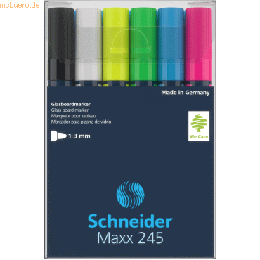 Schneider Glasboardmarker Maxx 245 Etui sortiert VE=6 Stück von Schneider